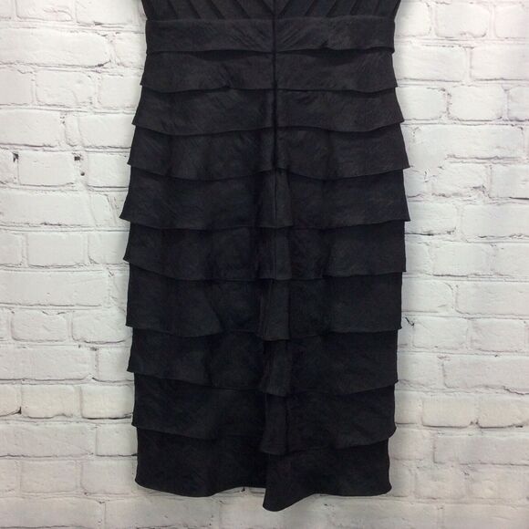 Adrianna Papell Dress Women's Size 4 Black Tiered Ruffles Cruise Wedding Guest - Picture 9 of 11